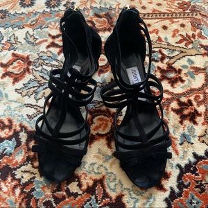 Jimmy Choo Black Suede Cage Pumps with back zip